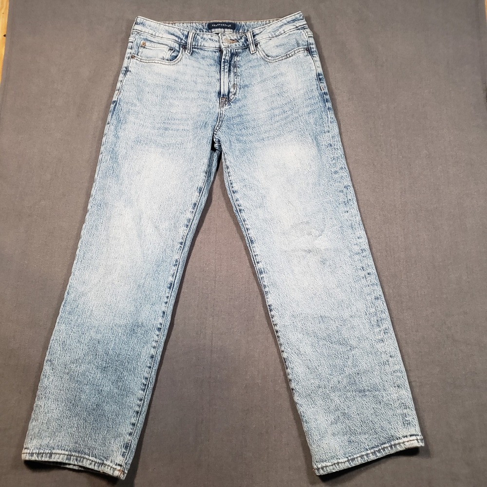 Aeropostale Baggy Jeans Mens 30/30 Light Wash Acid Wash Wide Leg Denim
